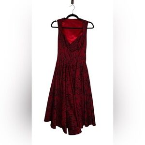 Laura Byrnes Pinup Red Fit & Flare Dress Rockabilly Sweetheart Retro Swing Small